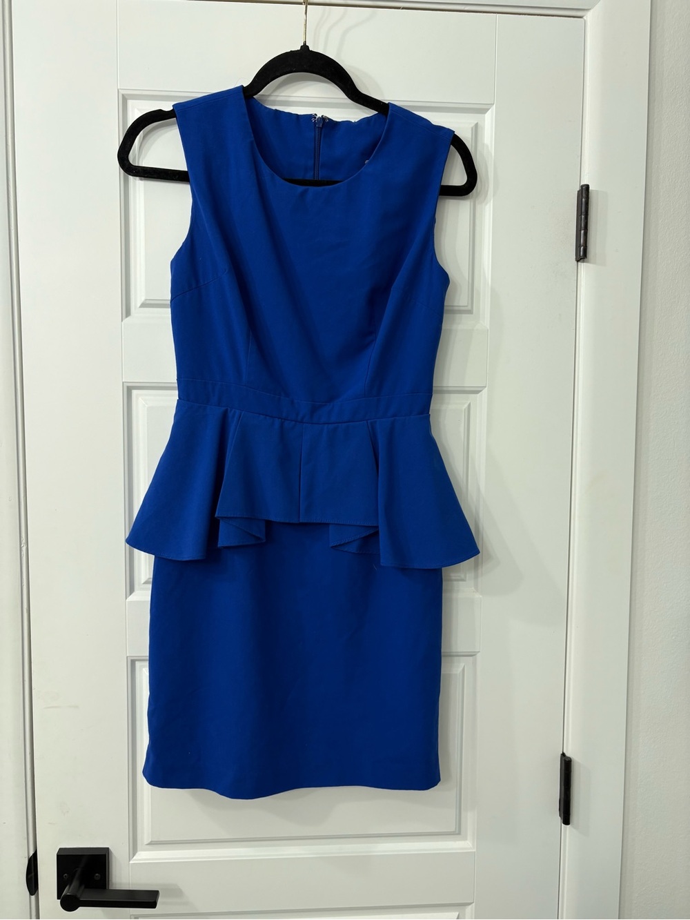 Sleeveless Royal Blue Peplum Sheath Dress